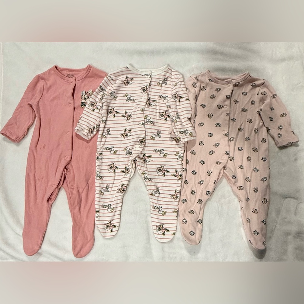 Disney Baby Pink Striped Onesie